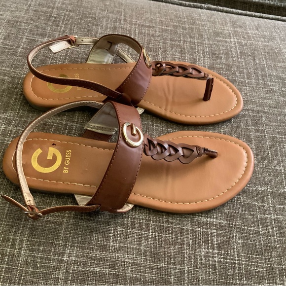 Women’s sandals G by Guess.  Dark brown size 8M - Picture 2 of 3